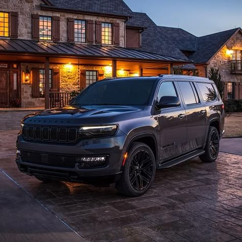 Introducing the new long-wheelbase 2023 Wagoneer L and Grand Wagoneer L, with the all-new Hurricane twin-turbo engine, plus 12 inches of additional length. Also new: the Carbide trim, with its sleek, blacked-out design. #jeeplife #peaceloveandjeep #jeeplovers #carolinachryslerdodgejeepram #fastfairandfriendly #chrysler #dodge #ram #jeep #servicematters #thecustomerisalwaysright Jeep Grand Wagoneer Obsidian, White Jeep Wagoneer, 2024 Jeep Grand Wagoneer, Jeep Wagoneer 2023, Wagoner Jeep, 2023 Wagoneer, Grand Wagoneer 2023, New Jeep Wagoneer, Big Family Car