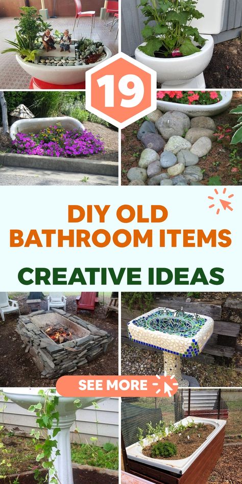 Elevate your garden's charm by upcycling vintage bathroom items into creative landscaping features! Repurpose sinks, bathtubs, and toilets to add character to your outdoor space. From whimsical planters to unique water features, these DIY projects will transform your garden. Be inspired to turn old bathroom items into stunning focal points that will make your neighbors envious of your eco-friendly and charming outdoor oasis. Vintage Sinks, Unique Planters, Garden Landscaping Ideas, Diy Water Fountain, Raised Flower Beds, Small Pots, Succession Planting, Old Bathroom, Vertical Herb Garden