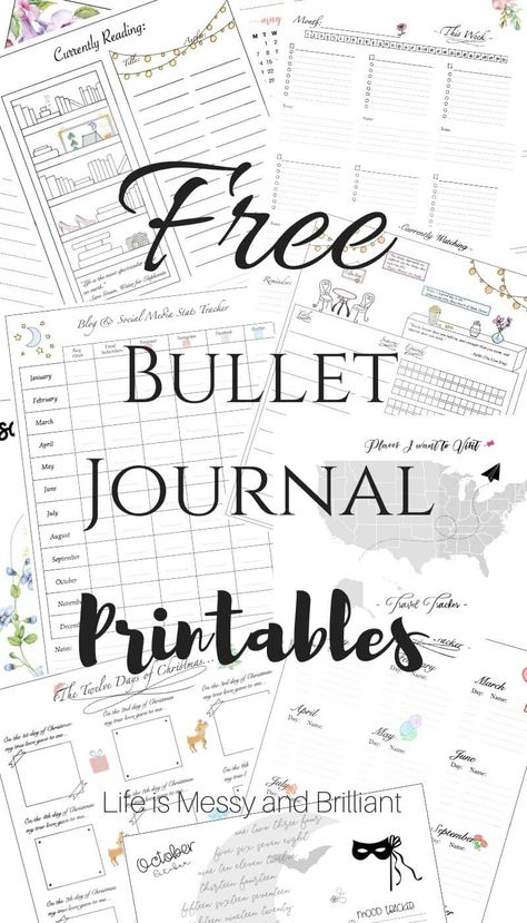 FREE BULLET JOURNAL PRINTABLES, weekly spreads, tracker templates, bullet journal stickers, bullet journal ideas, #bujoprintables #bulletjournal Online Bullet Journal, Free Bullet Journal Printables, Notesbog Design, Bullet Journal Calendrier, Bullet Journal Layout Templates, Bullet Journal Template, Diario Bullet, How To Bullet Journal, Planner Diario