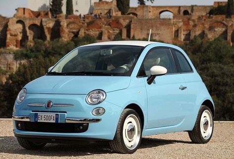 Fiat 500 limited edition in Sky Blue Fiat 500 Cabrio, Fiat 500 Vintage, Fiat 500 Car, Normal Cars, Fiat Cars, Toyota Aygo, First Cars, Girly Car, Blue Car