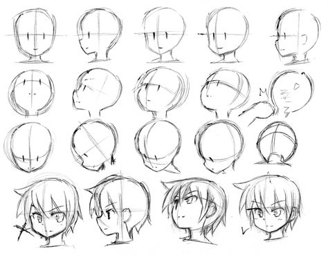 Junk Sketch 108 by *CatPlus on deviantART Anime Heads, Character Design Drawing, Draw Chibi, Manga Tutorial, 얼굴 드로잉, Anime Tutorial, Anime Head, 얼굴 그리기, Drawing Heads