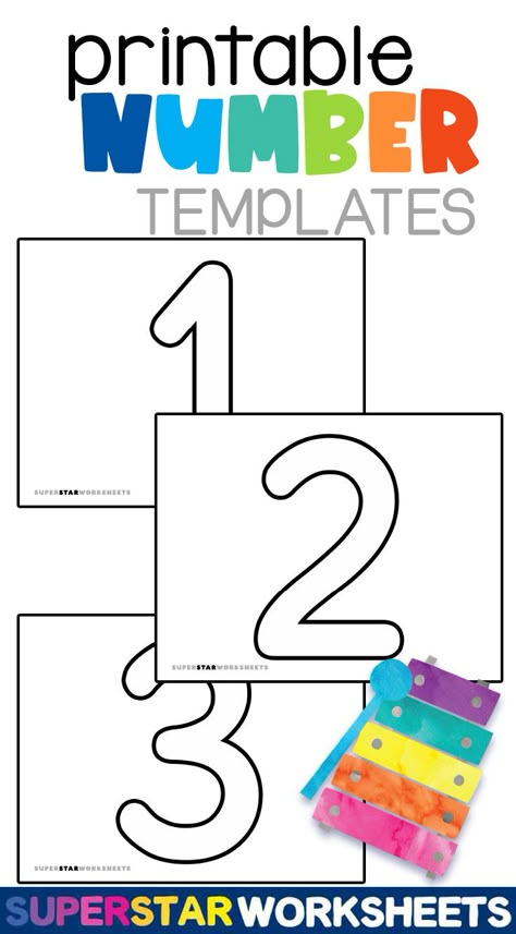 Free printable number templates! These templates make wonderful coloring pages, teacher activity boards, number books, and so much more! Grab your free, printable set today and get started learning! #numbertemplates #tracenumbers #colornumbers #freenumber Number One Worksheets Free Printable, Number Free Printable Preschool, Numbers To Print Free Printable, Free Numbers Printables, Number 1 Preschool, Numbers Activity For Toddlers, Teaching Numbers Preschool Printables, Number Templates Printable Free, Number 2 Activity For Preschool