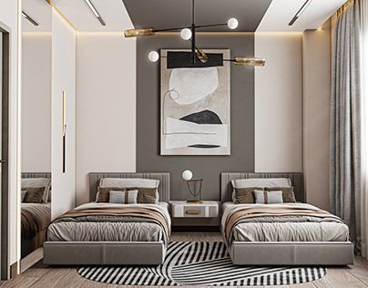 2 Double Beds In One Room, Luxury Twin Bedroom Design, Twin Bed Hotel Room, 2 Twin Beds Modern Hotel, Sketchup Bedroom Design, Behance Latest Bedroom Design, Twin Bedroom Decor, Bedroom Design Modern, Luxury Kids Bedroom