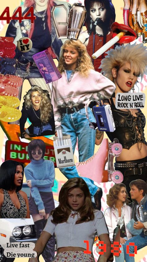 80s It Girl Aesthetic, 80s Aesthetic Fashion Party, Getting Ready In The 80s, 80s It Girl, 80s Girl Aesthetic, 80s Glam Fashion, 80s Popular Girl Aesthetic, 80s Aesthetic Collage, 80s Glam Rock Fashion