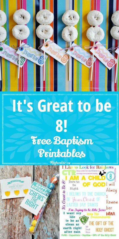 It's Great to be 8 Free Printables! Fun ideas for LDS baptisms. #ldsbaptism #ldsgreattobe8 #greattobe8 #ldsprimary It's Great To Be 8 Printable, Lds Great To Be 8 Program, Eight Is Great Lds, Great To Be 8 Invitations, Its Great To Be 8 Printable Free, Great To Be 8 Printables, Great To Be 8 Treats, Great To Be 8 Party, Great To Be 8 Program