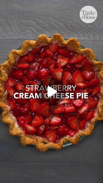 Strawberry Cheesecake Pie, Strawberry Filled With Cheesecake, Strawberry Cream Cheese Hand Pies, Strawberry Cream Cheese Pie Recipe, Farmhouse Strawberry Pie, Taste Of Home Fresh Strawberry Pie, Strawberry Pie, Strawberry Cream Cheese, Red Strawberry