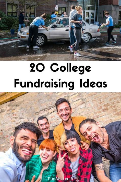 20 College Fundraising Ideas. Visit FunAttic.com for more college fundraising ideas that will help any college club earn money for trips, donations, and equipment. Fundraiser Ideas For College Students, Frat Fundraising Ideas, Fundraising Ideas For College Students, Fundraiser Ideas College, Greek Life Fundraising Ideas, Fundraising Ideas College Clubs, College Fundraising Ideas Sorority, Fundraising Ideas For College Clubs, College Club Fair Table Ideas