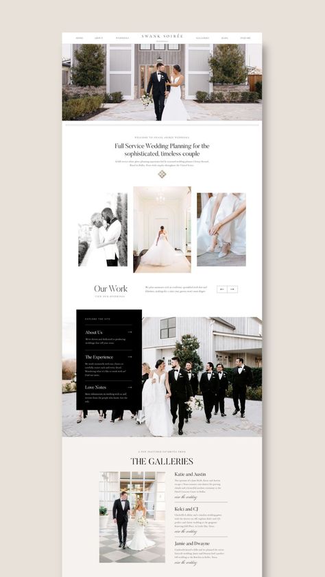 Wedding Website Ideas Inspiration Web Design, High End Website Design Inspiration, Wedding Website Design Layout, Event Planner Website Design Inspiration, Wedding Venue Website Design, Bridal Website, Wedding Website Ideas Inspiration, Bridal Website Design, Wedding Venue Website