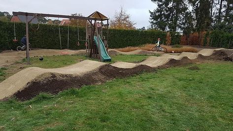 Backyard Pump Track, Kids Bike Track, Track Images, Bike Pump Track, Dirt Bike Track, Pump Track, Diy Yard Games, Go Kart Tracks, Rc Track