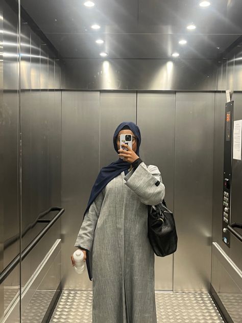 Grey Abaya Outfit, Gray Abaya, Islamic Outfits, Linen Abaya, Modest Abaya, Abaya Outfit, Linen Outfit, Hijab Outfits, Silver Lining