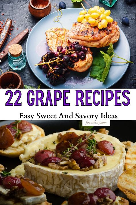 Grape Recipes Savory, Wine Grape Recipes, What To Make With Grapes, Recipes Using Grapes, Black Grapes Recipes, White Grape Recipes, Green Grape Recipes Ideas, What To Make With Concord Grapes, Savory Grape Recipes