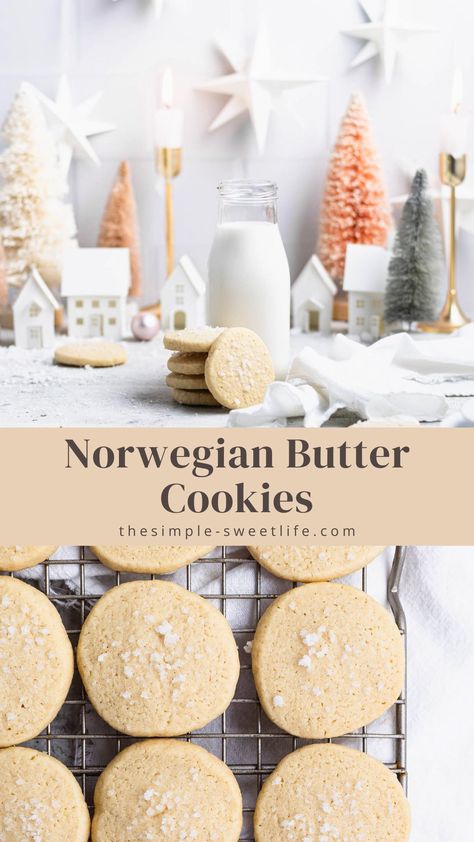 Buttery and delicate, Serinakaker are an easy Norwegian Christmas cookie perfect for the busy holiday season. Click through for this easy Christmas recipe. Norwegian Shortbread Cookies, Gluten Free Norwegian Recipes, Norwegian Christmas Desserts, Norwegian Dessert Recipes, Norwegian Butter Cookies, Norwegian Desserts Traditional, Authentic Norwegian Recipes, Norwegian Christmas Traditions, Nordic Desserts