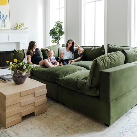 JR House • Instagram Pit Couch, Pit Sofa, Most Comfortable Couch, Pit Sectional, Albany Park, Deep Couch, Deep Sofa, Green Couch, Comfortable Couch