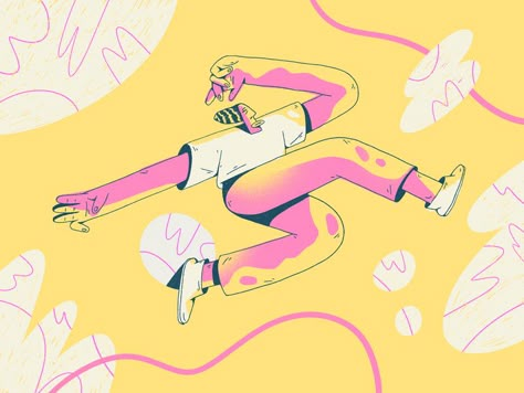 Dramatic freeze frame jump by Nahuel Bardi for Hyper Lab on Dribbble Ui Illustration, Flat Character, 달력 디자인, Vector Character Design, Illustration People, 2d Illustration, Contemporary Illustration, Wacom Intuos, Illustration Styles