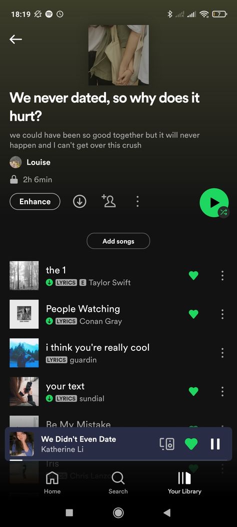 Spotify Playlist Names Break Up, Talking Stage Aesthetic, Playlists For When You Have A Crush, Another Failed Talking Stage, Songs About Loving Someone You Cant Have, Talking Stage Tips, Spotify Playlist For Crush, Stages Of A Crush, Crush Playlist Names