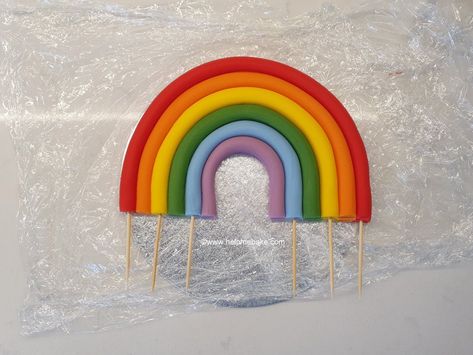 Edible Rainbow Cake Topper, Rainbow Cake Topper Diy, How To Make A Rainbow Cake Topper, 3d Rainbow Cake, Fondant Rainbow Cake Topper Tutorial, Fondant Rainbow Tutorial, Diy Rainbow Cake, Fondant Rainbow Cake Topper, Rainbow Unicorn Cake Topper