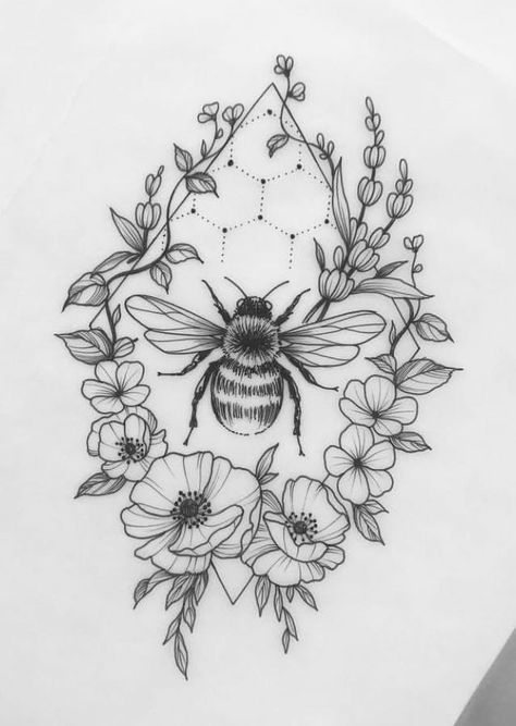 Bee Tattoo Design, Tattoo Bee, Queen Bee Tattoo, Tattoo Writing, Tre Kunst, Geniale Tattoos, Knee Tattoo, Bee Tattoo, Art Tattoos