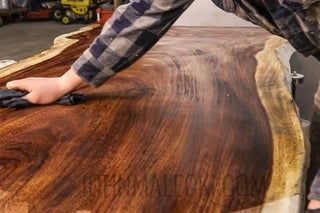 How to Finish a Live Edge Slab : 3 Steps (with Pictures) Live Edge Desk, Wood Resin Table, Live Edge Furniture, Slab Table, Live Edge Dining Table, Walnut Table, Natural Edge, Live Edge Wood, Live Edge Table