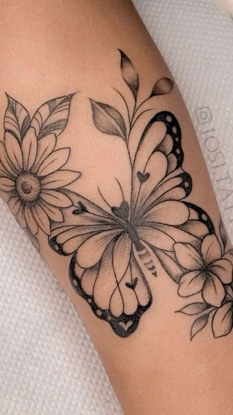 Flower Leg Tattoos, Butterfly Tattoos On Arm, Bookish Tattoos, Butterfly And Flowers, Mommy Tattoos, Butterfly Tattoos For Women, Tattoos For Women Flowers, Writing Tattoos, Tasteful Tattoos