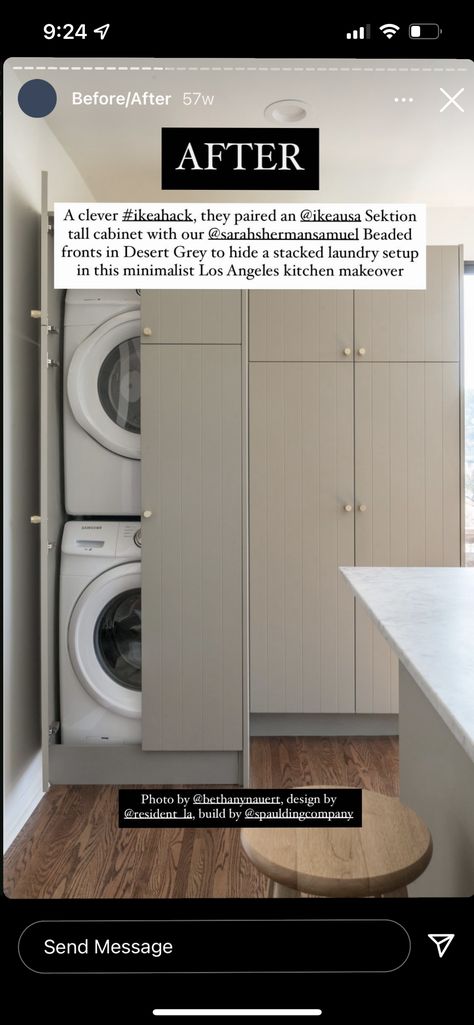 Washer Dryer Cabinet, Ikea Laundry Room Cabinets, Dryer Cabinet, Laundry Room Addition, Washer Dryer Laundry Room, Ikea Laundry Room, Laundry Nook, Laundry Cabinets, Laundry Room Renovation