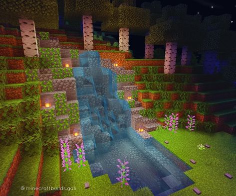 @minecraftbuilds.gali: "•Small pond/waterfall 🌊• -original design -done in my survival world ... 💡 Tip: use stone and…" Small Waterfall Minecraft, Waterfall Minecraft, Aesthetic Minecraft, Mini Waterfall, Funny Friday, Small Pond, Pond Waterfall, Minecraft Funny, Minecraft Decorations