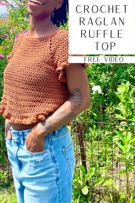 Crochet Raglan Top Free Pattern, Crochet Mesh Raglan, Raglan Crochet Top, Raglan Top Crochet, Easy Crochet Raglan Sweater, Crochet Raglan Crop Top, Crochet Raglan Top, Remy Raglan Top, Raglan Crochet