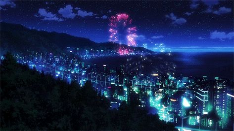 Anime scenery Gif Kawaii, Gif Background, Gifs Anime, Anime City, Animated Banners, Night Gif, Aesthetic Gifs, Scenery Background, Banner Gif