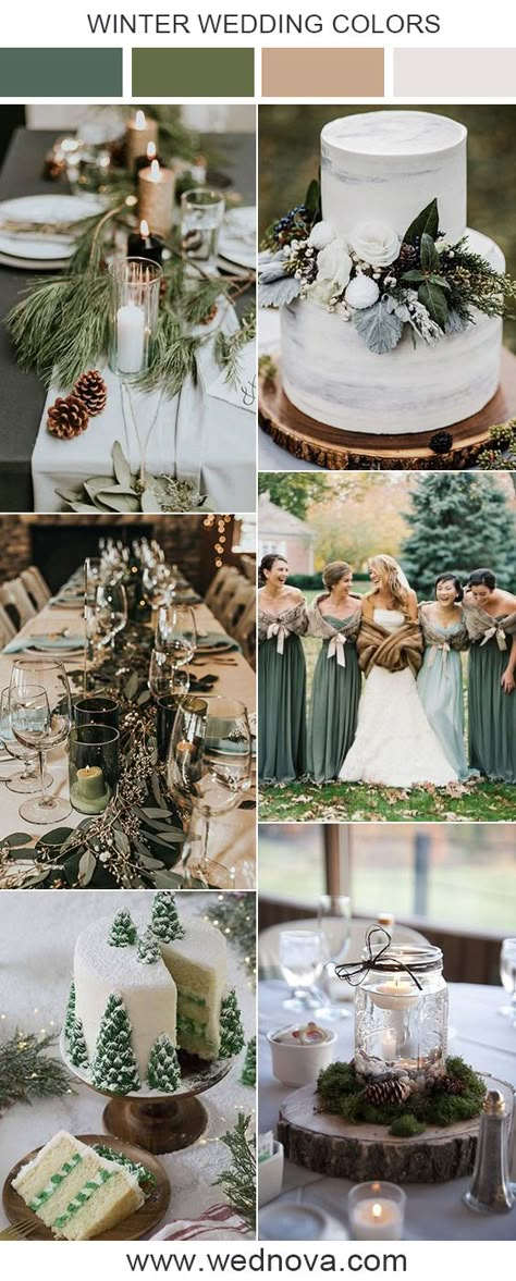 wedding ideas Wedding Color Schemes Winter, Wedding Color Palette Ideas, Gold Winter Wedding, Winter Wedding Color Palette, Wedding Color Scheme, February Wedding, Color Palette Ideas, January Wedding, Green Wedding Colors