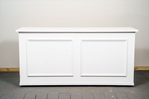 Simple White Bar White Wainscoting, Fair Booth, Bridal Fair, Bar Station, Commercial Bar, White Bar, Bar Fronts, Mobile Bar, Bar Top