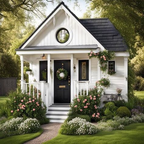 Tiny Homes - Beautiful Tiny Cottage❤️ Shed Tiny Home, Fairytale House, Pretty Cottage, Small Cottage Homes, Tiny Cottage, Tiny House Floor Plans, Dream Cottage, Guest Cottage, Small Cottage