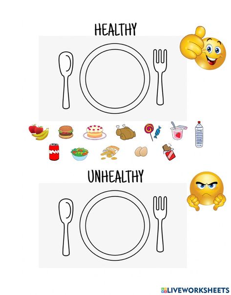 Food And Drink Activities For Kids, Food And Drink Worksheet For Kids, Healthy Unhealthy Food Worksheet, Healthy Food Worksheets For Kids, Healthy Food Activities For Kids, Healthy And Unhealthy Food Activities, Food Activity For Kids, Healthy And Unhealthy Food Worksheet, Food Activities For Kids