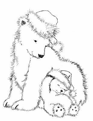 Polar bears Christmas Bear Drawing, Christmas Line Drawings, Polar Bear Coloring Page, Polar Bear Color, Bear Coloring Page, Digital Stamps Free, Christmas Polar Bear, Bear Coloring Pages, Bear Family