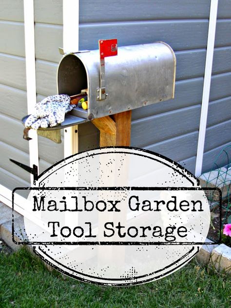 Repurpose an old mailbox into a darling garden tool storage area Garden Tool Box Ideas, Repurposed Mailbox Ideas, Mailbox Repurpose Ideas, Garden Mailbox For Tools, Vintage Mailbox Repurposed, Metal Toolbox Repurposed, Mailbox For Garden Tools, Small Garden Tools, Old Mailbox