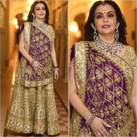 Indian Saree Draping Styles, Indian Wardrobe, Nita Ambani, Saree Draping Styles, Fancy Sapphire, Saree Draping, Mother Of Bride Outfits, Indian Bridal Lehenga, Desi Fashion Casual