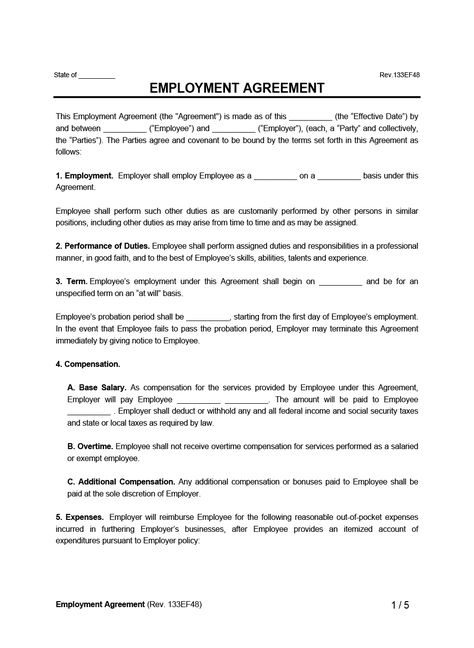 Free Employment Contract (Samples & Templates) | PDF & Word Employee Agreement Form, Employee Contract Template, Work Contract Agreement, Employment Contract Templates, Contract Agreement Between Two Parties, Employment Format For Yahoo, Employment Contract Agreement, Agreement Contract Templates, Baked Stuffed Salmon