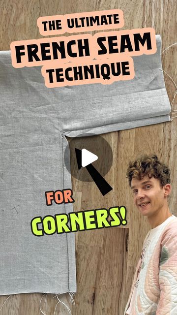 Perfect Corners Sewing, Sewing French Seams, French Seam Corners, How To Sew Corners, Couture Sewing Techniques Tutorials, Tobias Konrath, Sew Corners, Sewing Corners, Types Of Seams