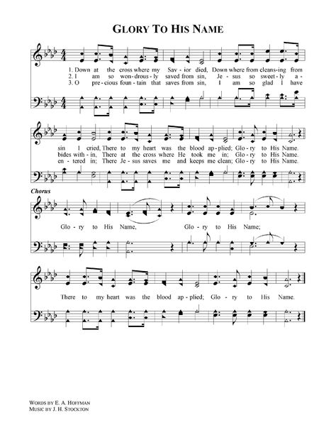 Glory To His Name Vbs Songs, Printer Crafts, Glory To His Name, Sacred Music, Gospel Song Lyrics, Hymn Sheet Music, Hymn Music, Clarinet Music, Hymns Lyrics