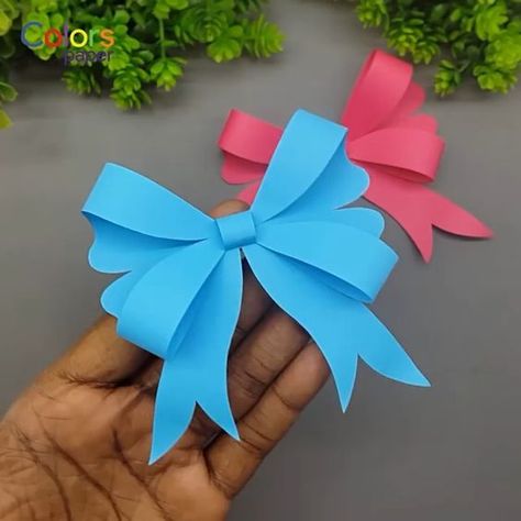 DIY Wrapping Paper Bow🎀Make a Bow out of Wrapping Paper🎀Origami Bow | Dear viewers welcome to Colors Paper. I am sharing a paper bow with a free template. It's a very easy gift wrapping origami bow for decorating Christmas... | By Colors Paper Bow Out Of Wrapping Paper, Paper Bow Template, Oragami Christmas, Wrapping Paper Bow, Wrapping Paper Bows, Christmas Paper Craft, Diy Wrapping Paper, Easy Gift Wrapping, Diy Wrapping