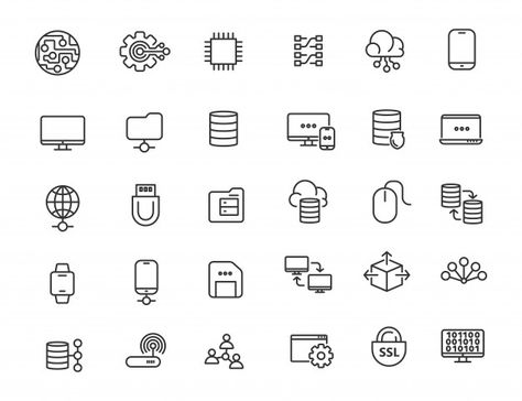 Database Icon, Cloud Computing Technology, Data Icon, Network Icon, Web Security, Computer Set, Cloud Data, System Administrator, Flat Icons Set