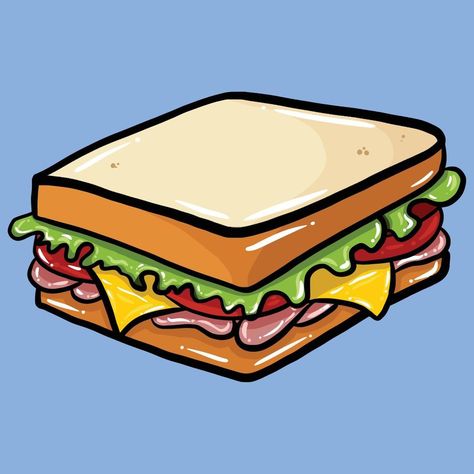 bread sandwich cartoon vector illustration Club Sandwich Drawing, Sandwich Cartoon Drawing, Bread Cartoon Drawing, Cute Sandwich Drawing, Sandwich Illustration Drawing, Sandwich Drawing Simple, Sandwich Drawing Easy, Cute Bread Drawings, Drawing Sandwich