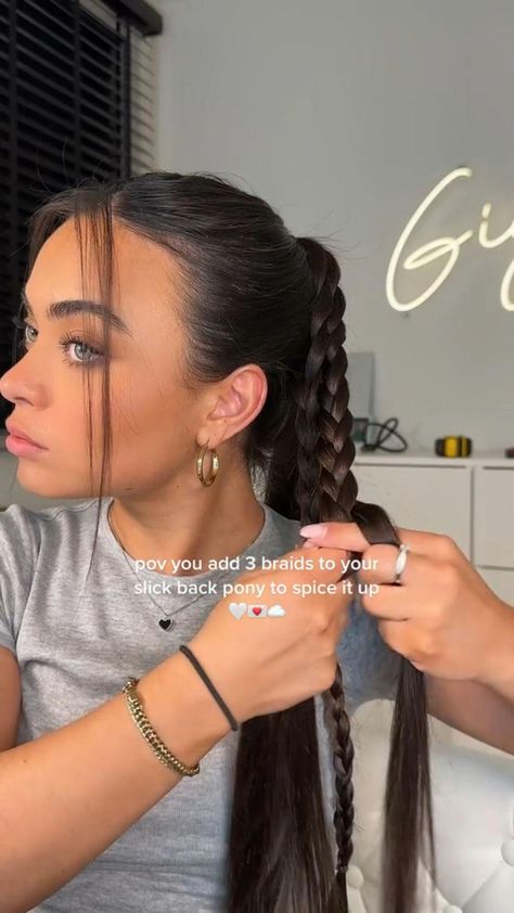 Most Viral Short Haircuts for Straight hair 2024 //Amazing Hairstyles for Short Hair Best Hairstyles Easy Hairstyles For Clean Hair, Easy Hairdos For Straight Hair, Slick Plait Hairstyles, Sleek Plait Ponytail, Clean Girl Hairstyles For School, Hair Inspo Greasy Hair, Hair Styles Put Up, Cute Clean Girl Hairstyles, Hair Styles In A Ponytail