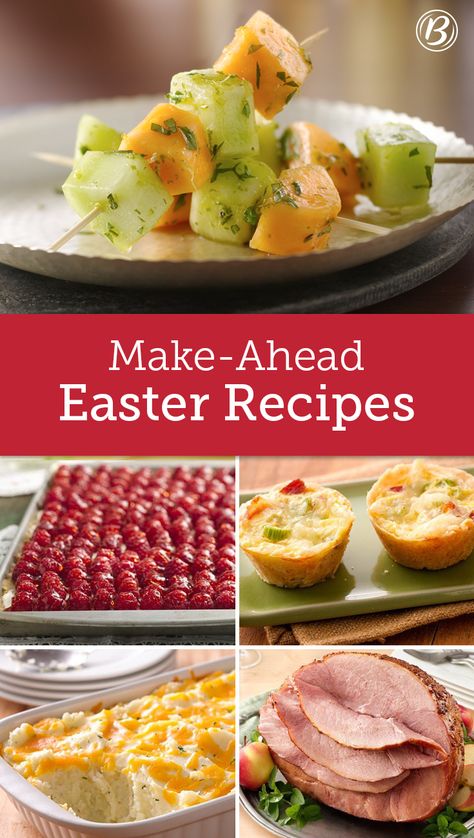 This year, rely on make-ahead dishes you can start the night before for more time with family and friends come Easter morning. From fruity tarts to make-ahead mashed potatoes, these recipes are huge time-savers! Easter Dinner Make Ahead Recipes, Easter Make Ahead Recipes, Make Ahead Side Dishes For Easter, Easter Brunch Ideas Make Ahead, Make Ahead Easter Dishes, Make Ahead Easter Side Dishes, Easter Dishes To Bring Easy, Easy Easter Side Dishes Simple, Easy Easter Potluck Ideas