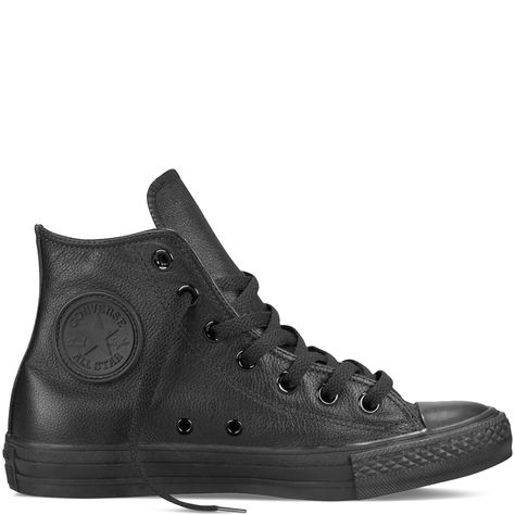 Black Leather Converse, All Black Converse, Converse High Top, Black High Top Sneakers, Leather Converse, Black Leather Sneakers, Black Converse, Star Sneakers, Converse Sneakers