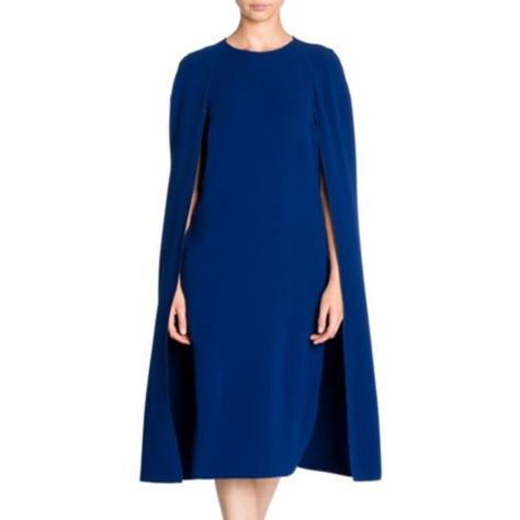 Meghan Markle Cape Dress, Stella Mccartney Cape Dress, Meghan Markle Dress, Sapphire Dress, Gown With Cape, Cape Sleeve Dress, Navy Gown, Blue Cape, Dress Closet