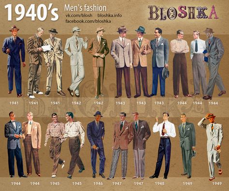 1940s Mens Fashion, 1940s Fashion Women, Decades Fashion, Fashion Through The Decades, Kawaii Clothes Goth, History Of Fashion, Engagement Photo Outfits Fall, Fashion 1940s, 20th Century Fashion