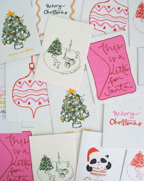 Wedding and Event stationery | Plantable Cards 🌼 on Instagram: "Plantable Christmas cards and gift tags 🎄All our cards are hand drawn and printed on seeded paper that bloom into native daisies 🌼 #letwordsbloom" Hand Drawn Xmas Cards, Crafty Card Ideas, Diy Letter To Santa, Aesthetic Christmas Card Design, Envelope Design Christmas, Diy Christmas Cards Aesthetic, Christmas Envelope Ideas, Cute Christmas Cards Diy, New Year Cards Handmade Ideas