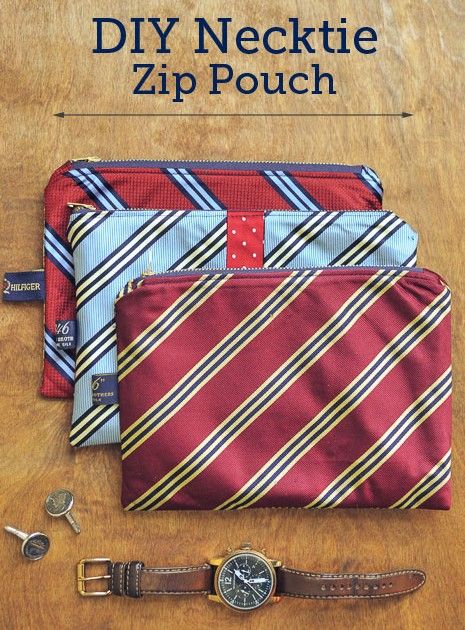 DIY Gifts for Men, Necktie Zip Pouches Diy Necktie, Necktie Crafts, Old Ties, Diy Gifts For Men, Tie Crafts, Pouch Sewing, Sew Ins, Costura Diy, Sewing Projects For Beginners