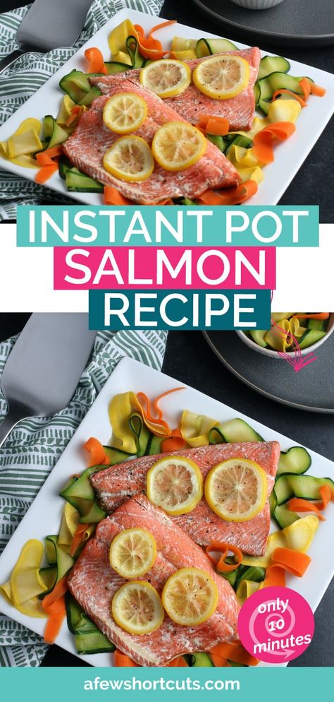 A delicious dinner is only minutes away with this simple Instant Pot Salmon Recipe. Using fresh ingredients you can make a gourmet meal! | @AFewShortcuts #instantpot #salmon #healthy #dinner #recipes #glutenfree Salmon From Frozen, Fish For Dinner, Lemon Garlic Salmon, Garlic Butter Salmon, Frozen Salmon, Butter Salmon, Garlic Salmon, Healthy Instant Pot Recipes, Instant Pot Dinner Recipes