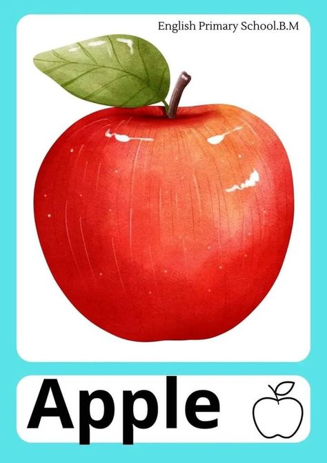 Apple Flashcard, Fruits Flashcards, Dancing Drawings, Fruits And Vegetables, Kids Learning, Apples, Dancing, Fruit, Collage