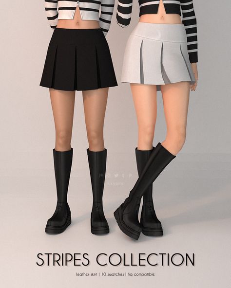 Leather Skirt - Stripes Collection | Patreon Sims Challenge, Light Pictures, Sims 4 Mm Cc, Sims 4 Cc Folder, Sims 4 Gameplay, Sims 4 Dresses, Sims 4 Mm, Be The Light, Sims 4 Cc Packs